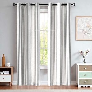 Linen Stripe Semi Sheer Curtain Panels